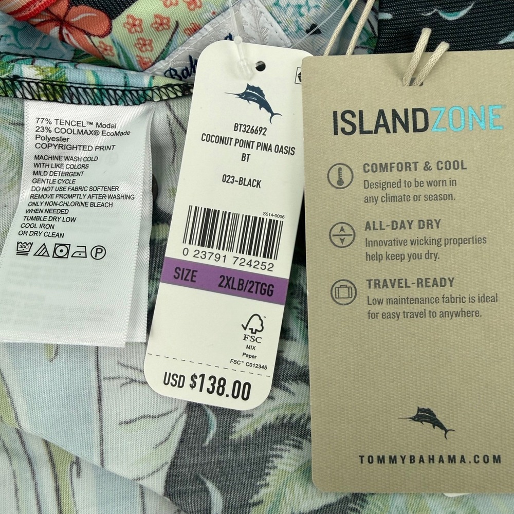 Tommy Bahama Mens 2XLB Coconut Point Pina Oasis IslandZone Hawaiian Camp Shirt - Picture 2 of 7